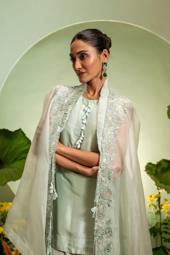 Green Short Kurta Dhoti Set