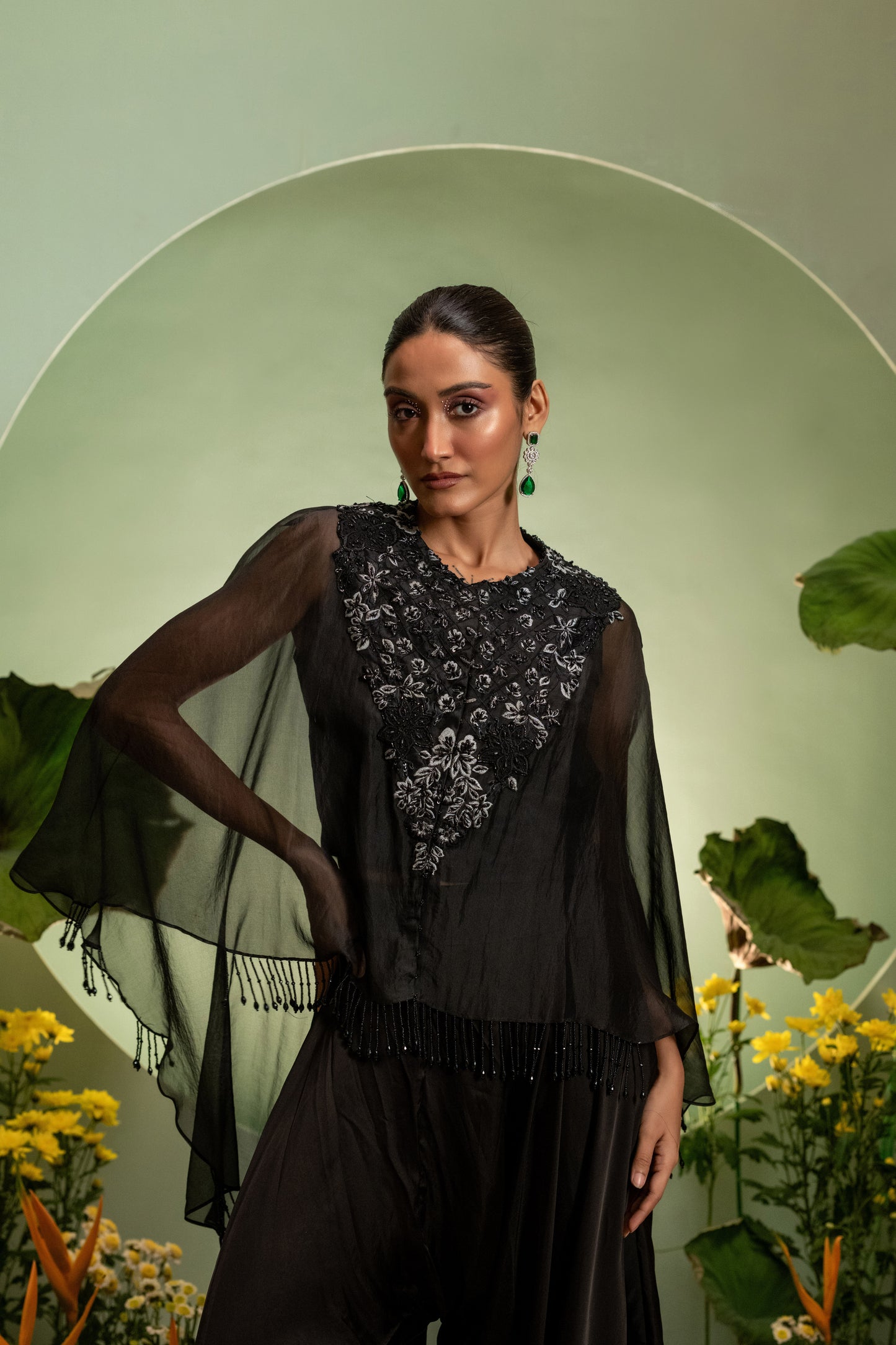 Cape Set with Dhoti Pants