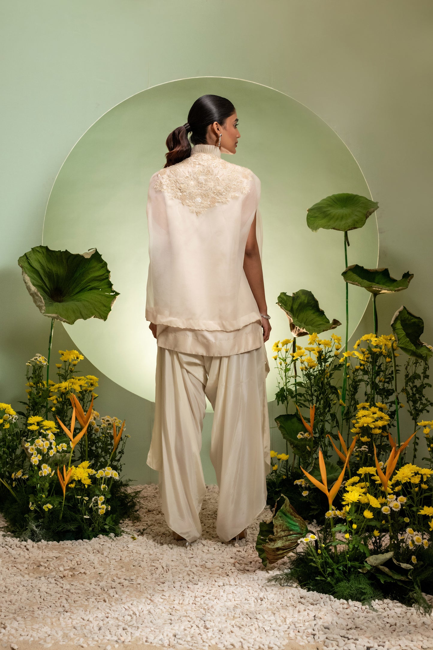 Ivory Short Kurta Dhoti Set