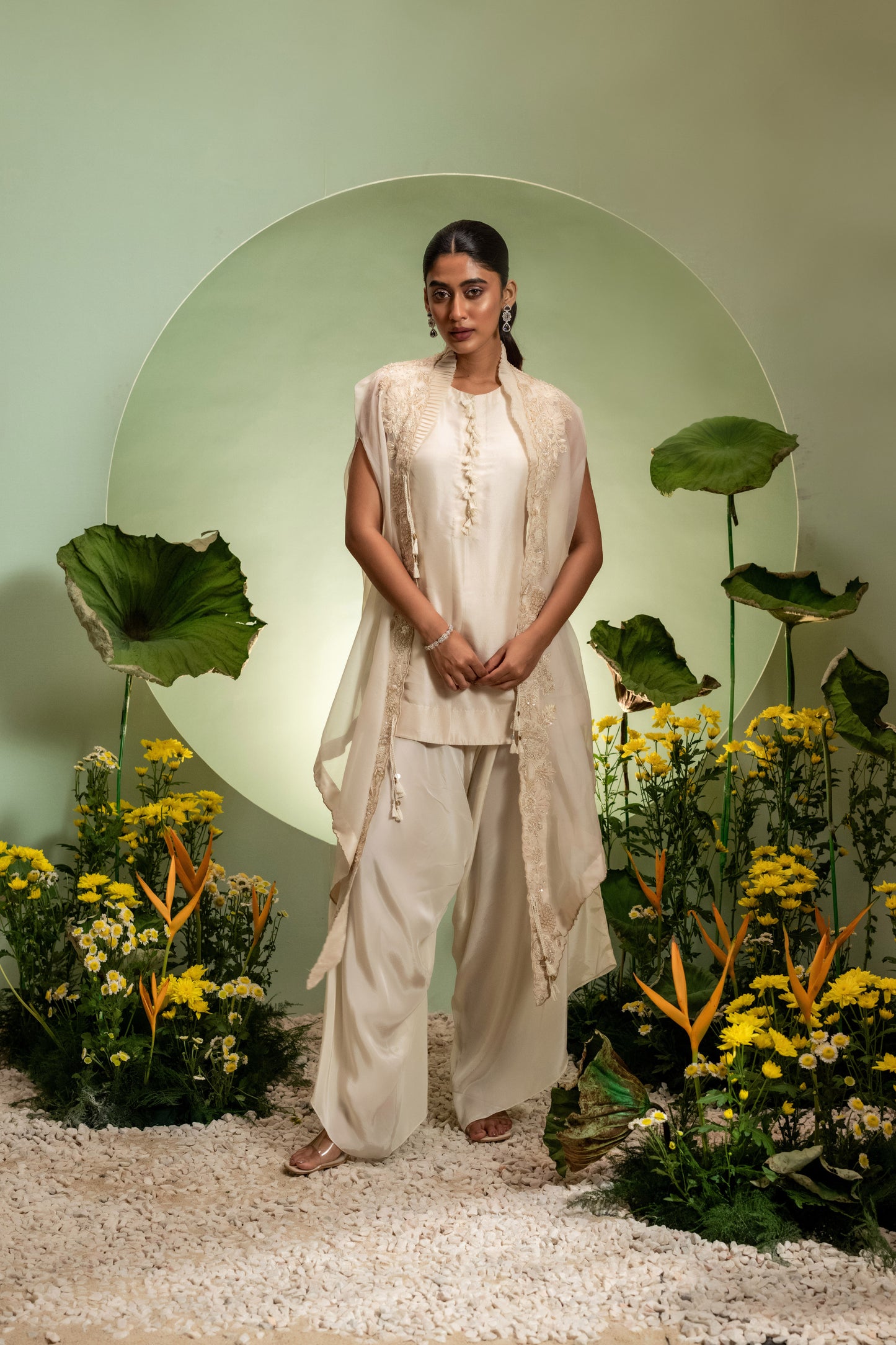 Ivory Short Kurta Dhoti Set