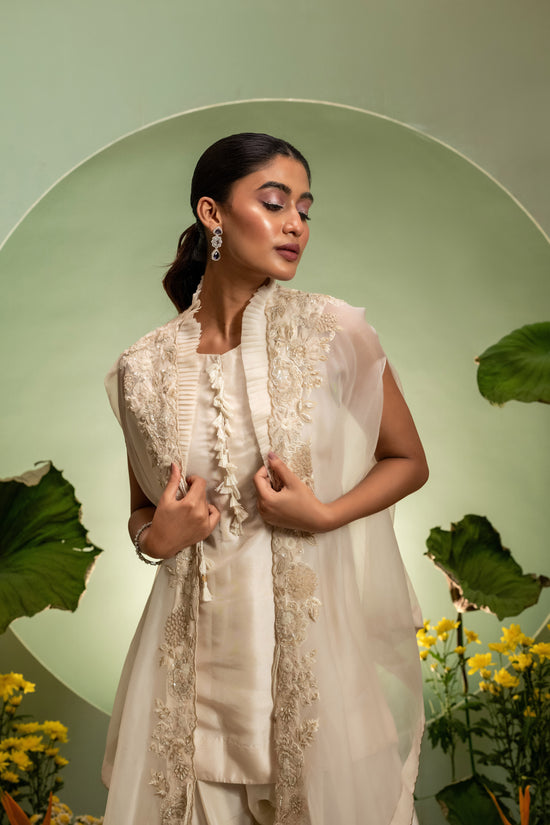 Ivory Short Kurta Dhoti Set