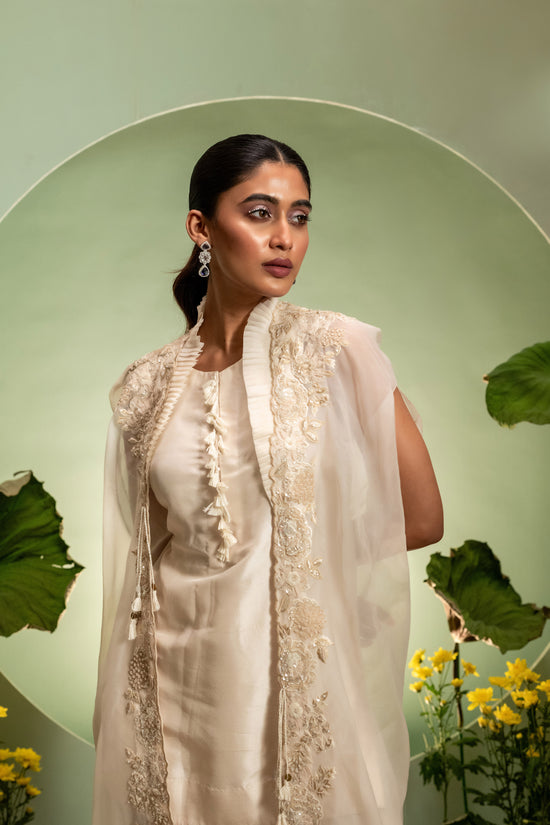 Ivory Short Kurta Dhoti Set