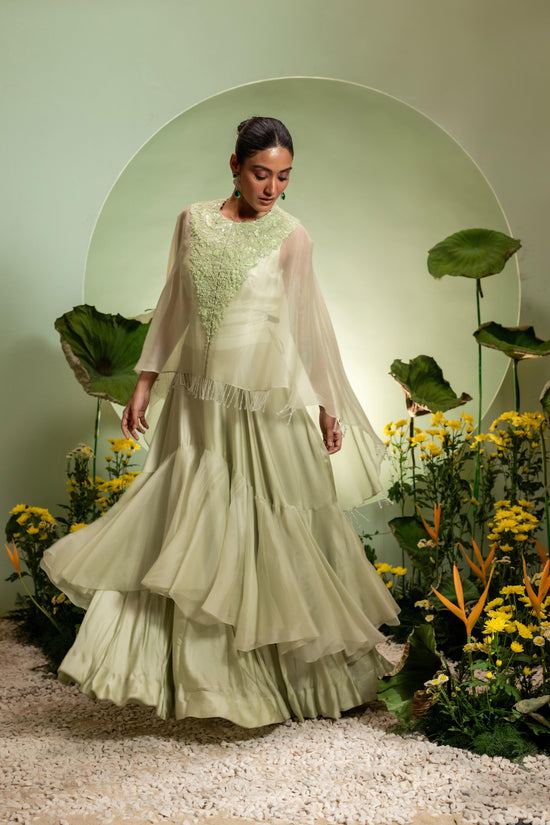 Ruffle Skirt Cape Set