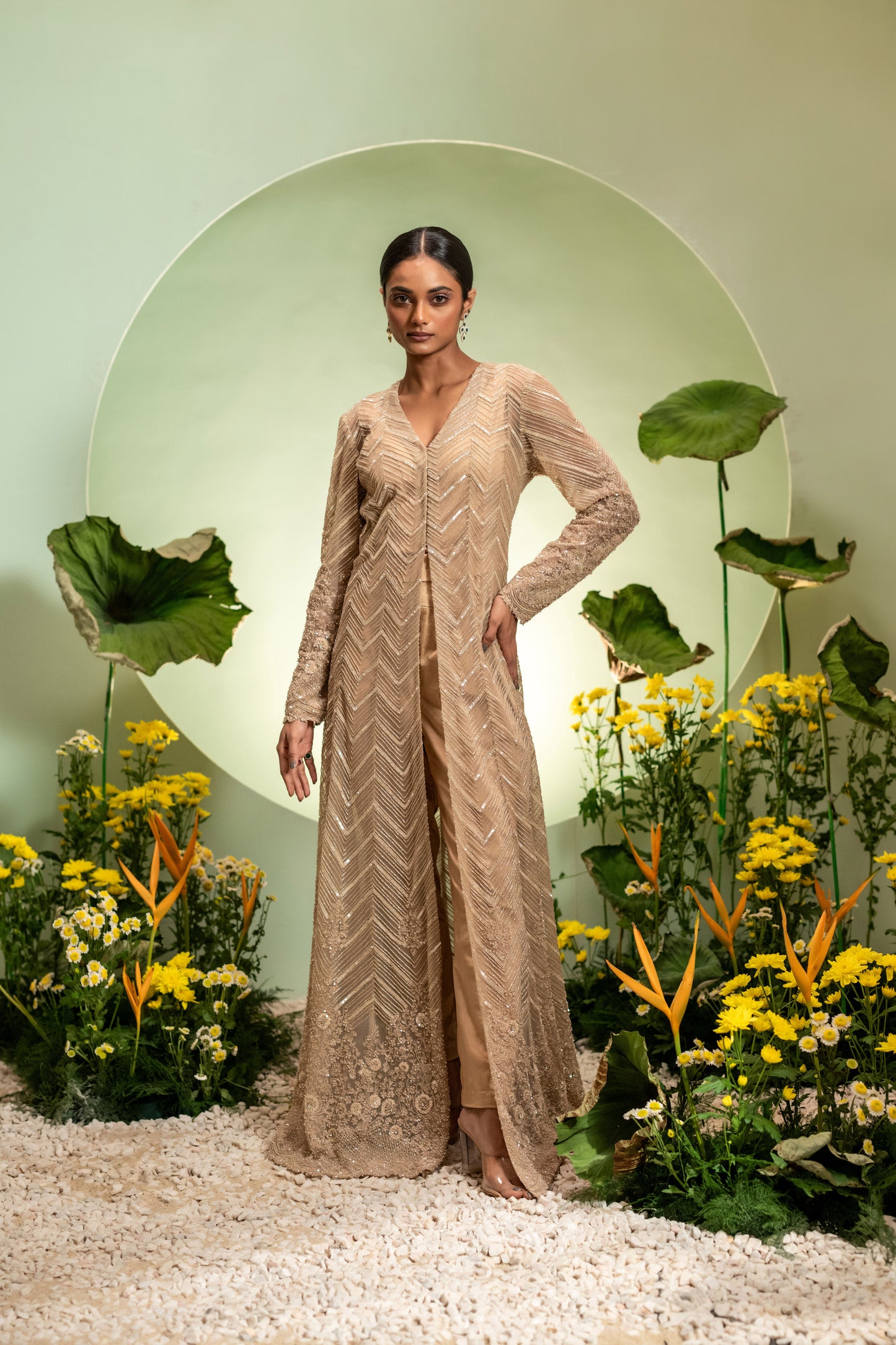 Gold Long Jacket Set