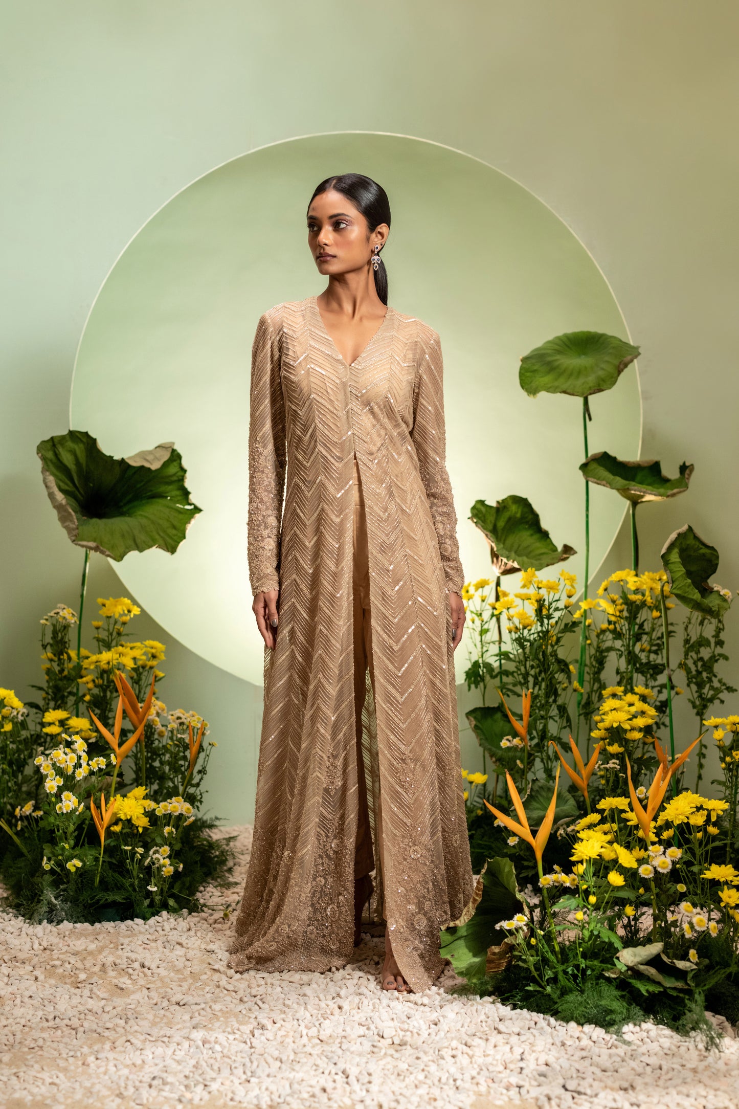 Gold Long Jacket Set