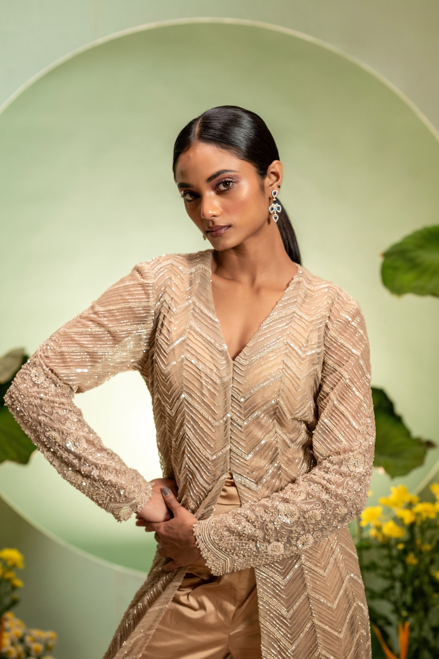 Gold Long Jacket Set