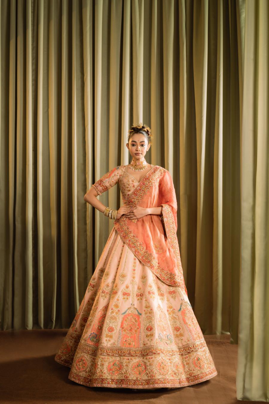 Raw Silk Dabka Work Lehenga Set