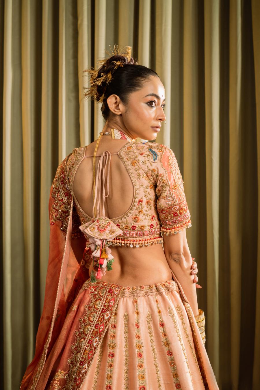 Raw Silk Dabka Work Lehenga Set