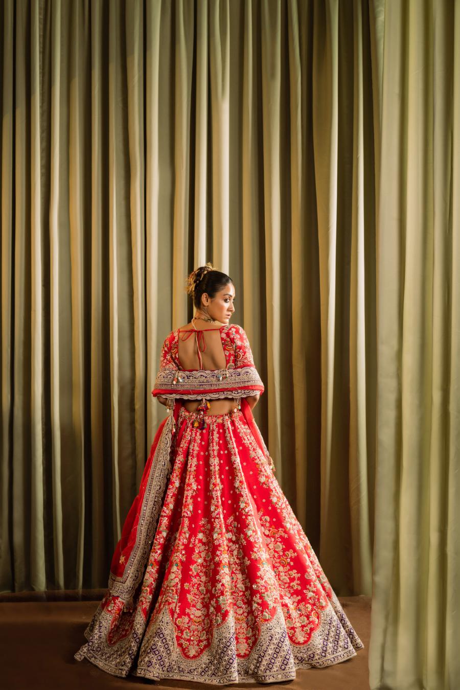 Raw Silk Thread Hand Work Lehenga Set