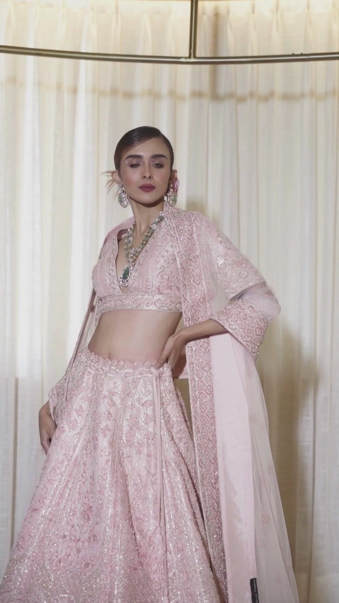 Rosy Dream Raw Silk Zardosi Bridal Lehenga Set