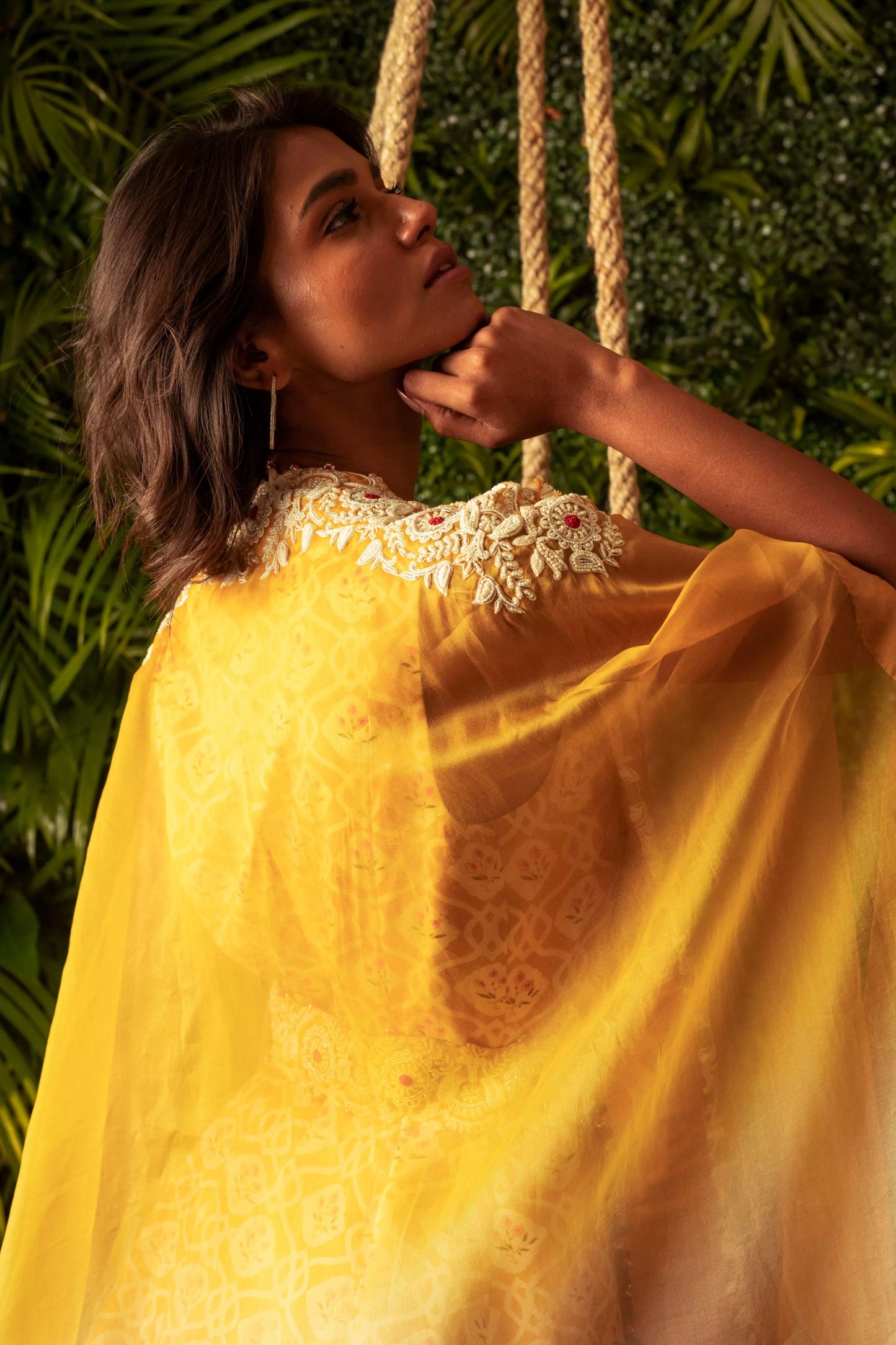 Udaipur Peplum Set (Mustard Yellow)