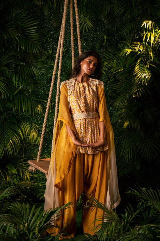 Udaipur Peplum Set (Mustard Yellow)