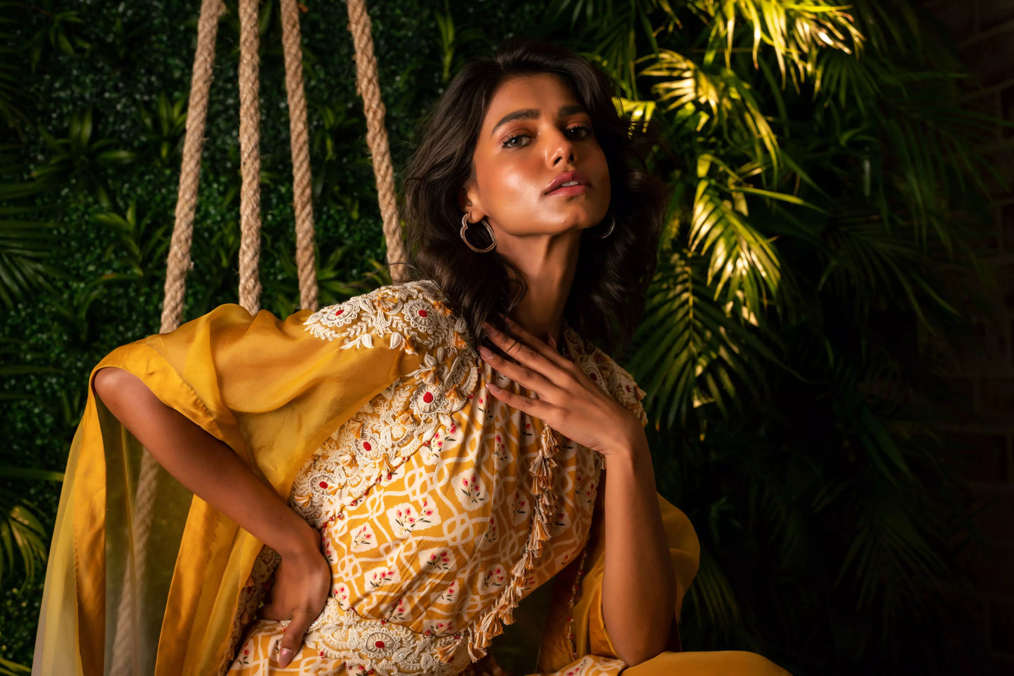 Udaipur Peplum Set (Mustard Yellow)