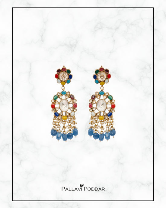 Navya Navratna Dangler Earrings