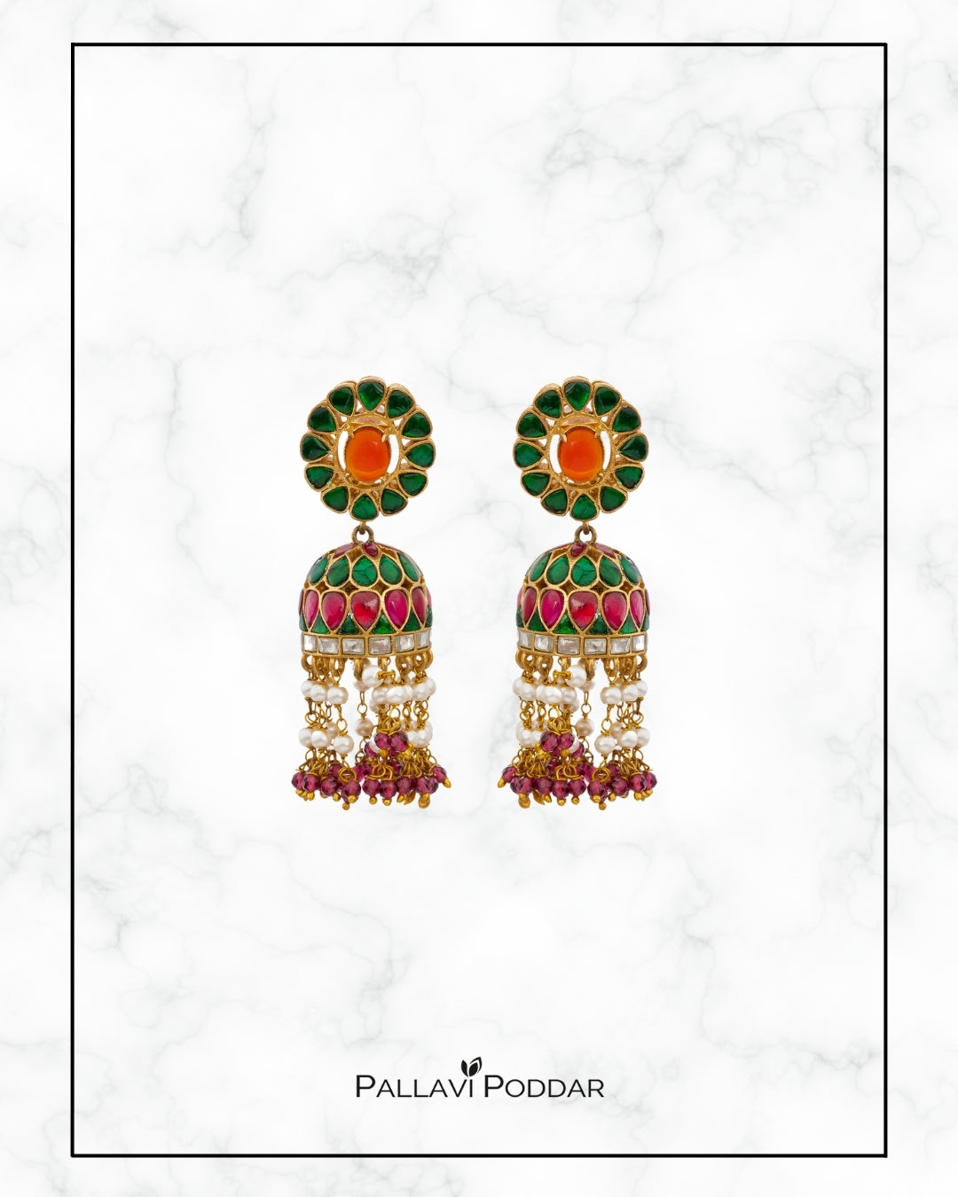 Rangmahal Meenakari Jhumkas