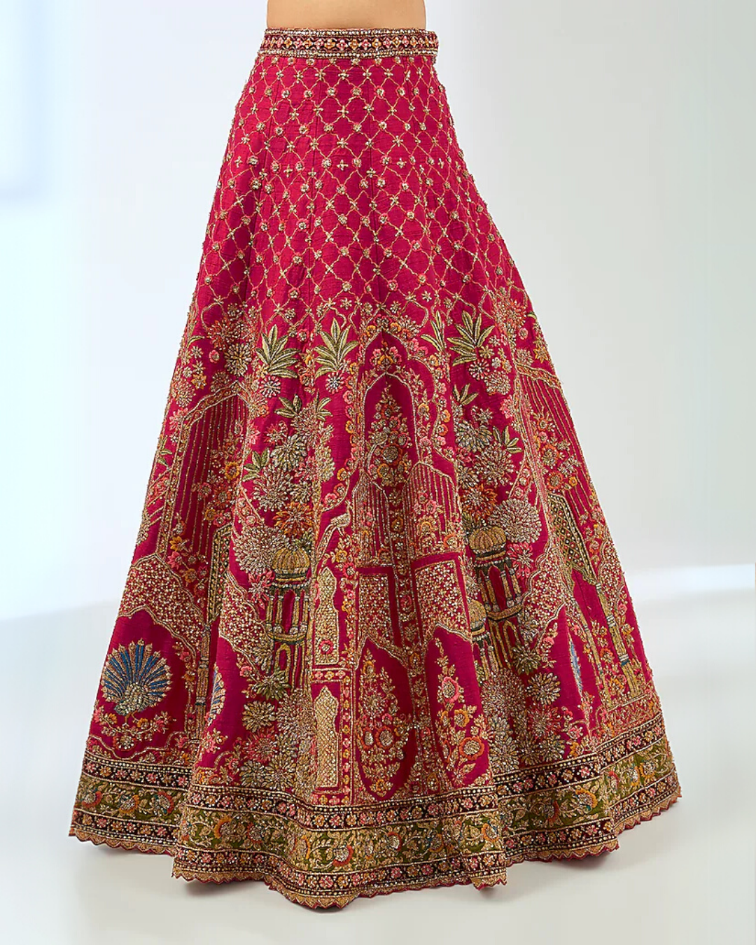 Red  Embroidered Lehenga Set