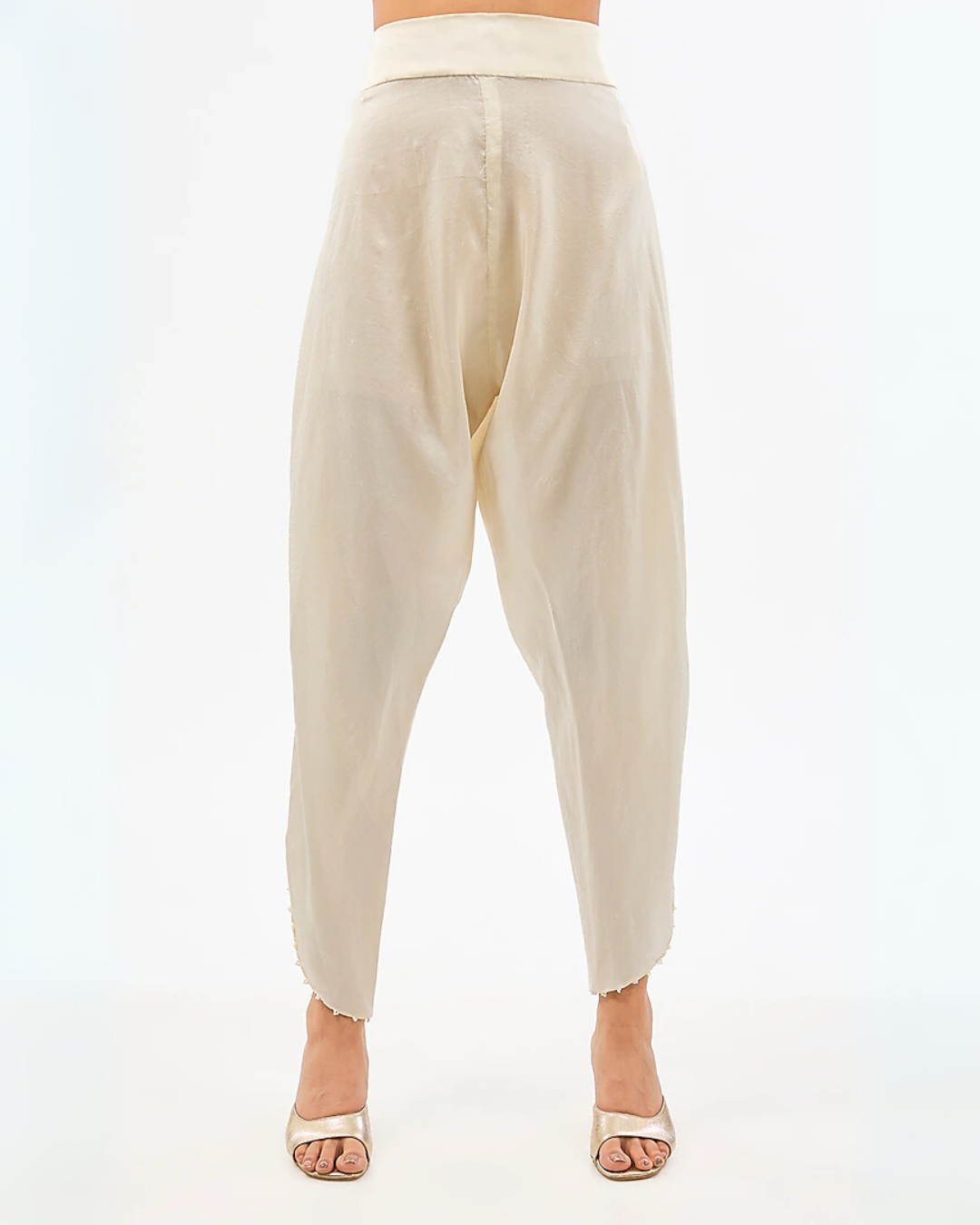 IVORY NECK WORK ORGANZA PANT SET