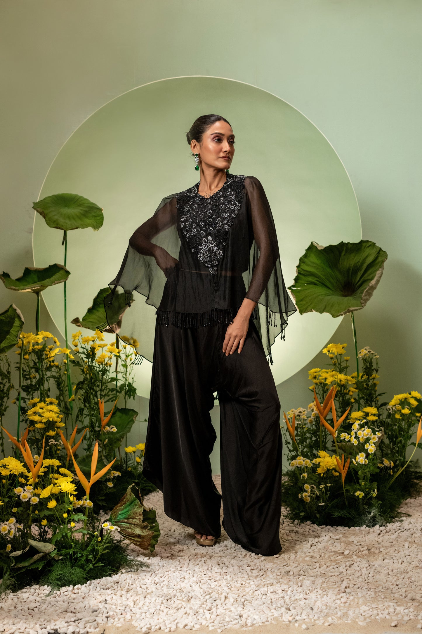 Cape Set with Dhoti Pants