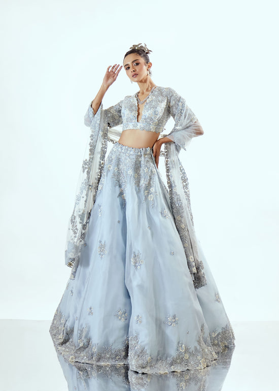 LILY FLOWER ORGANZA LEHENGA SET