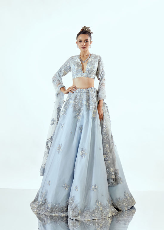 LILY FLOWER ORGANZA LEHENGA SET