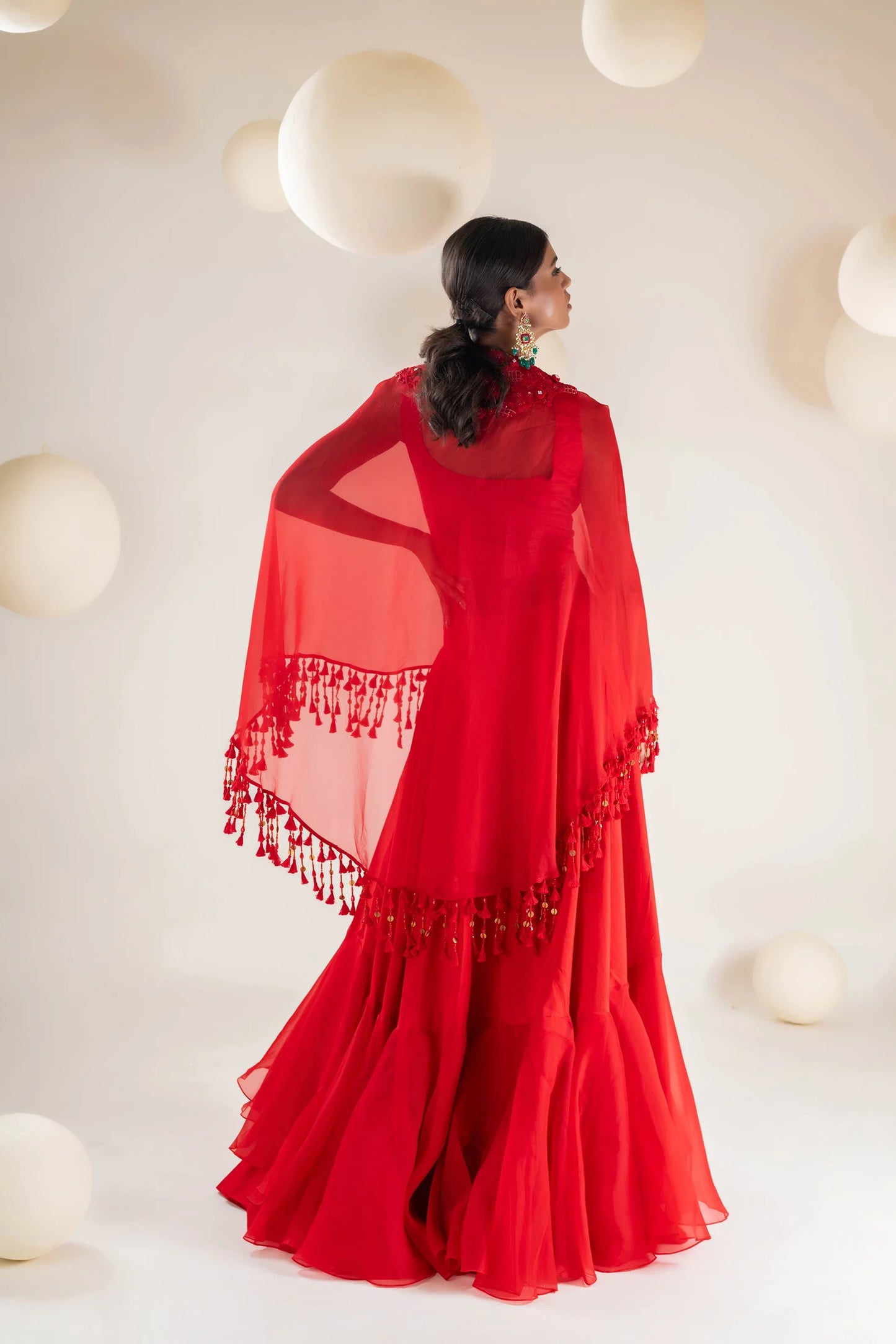  Floral Embroidered Cape Set
