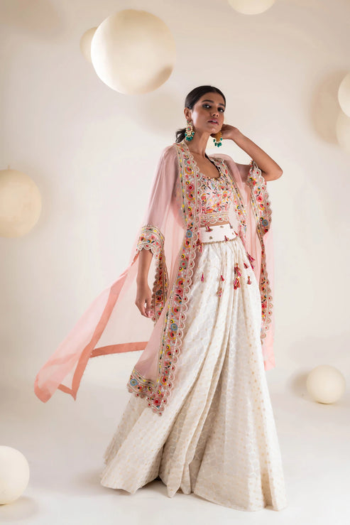 Chanderi cape set