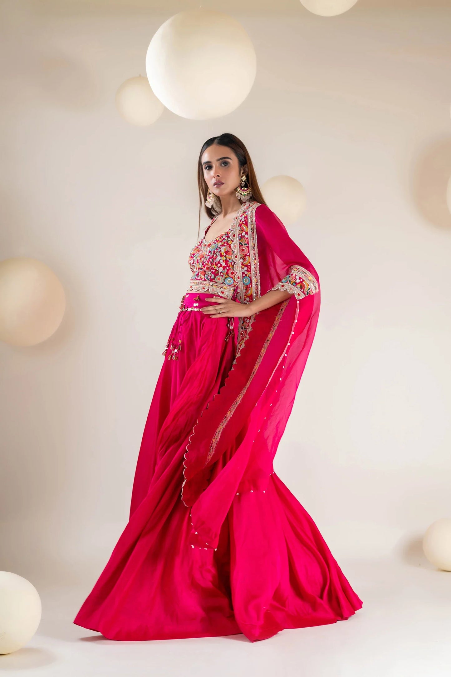 Chanderi cape set