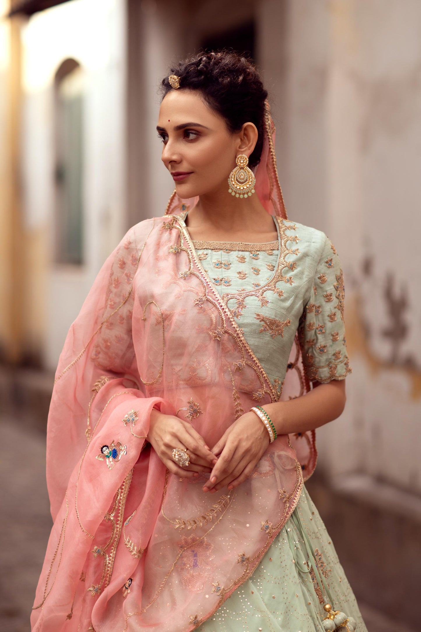 Sea Green Georgette lehenga set