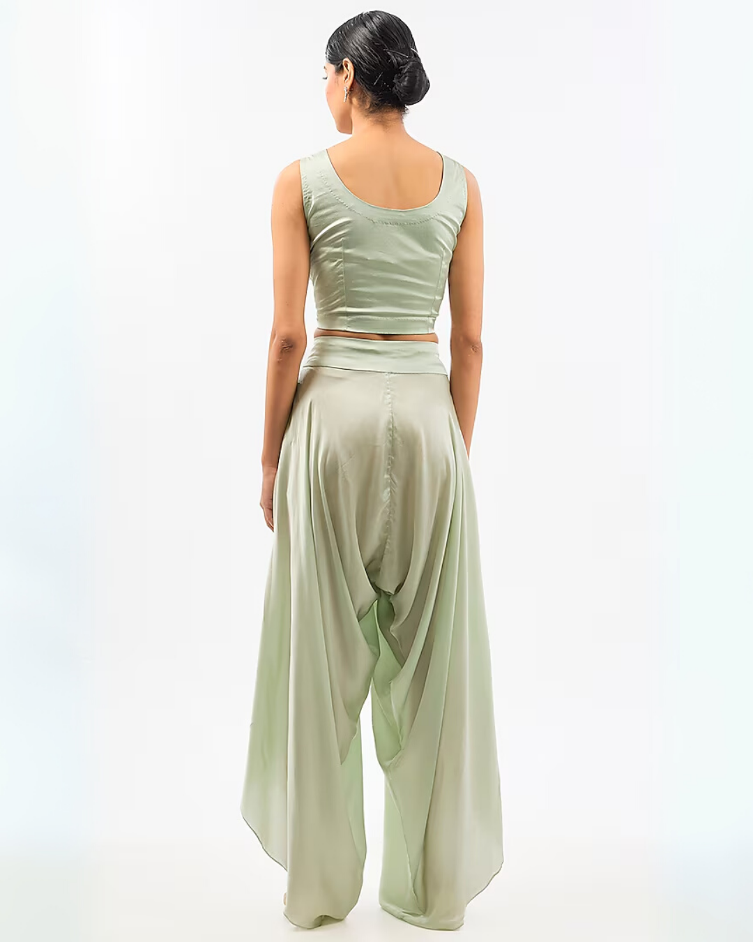 IVORY NECK WORK ORGANZA DHOTI SET