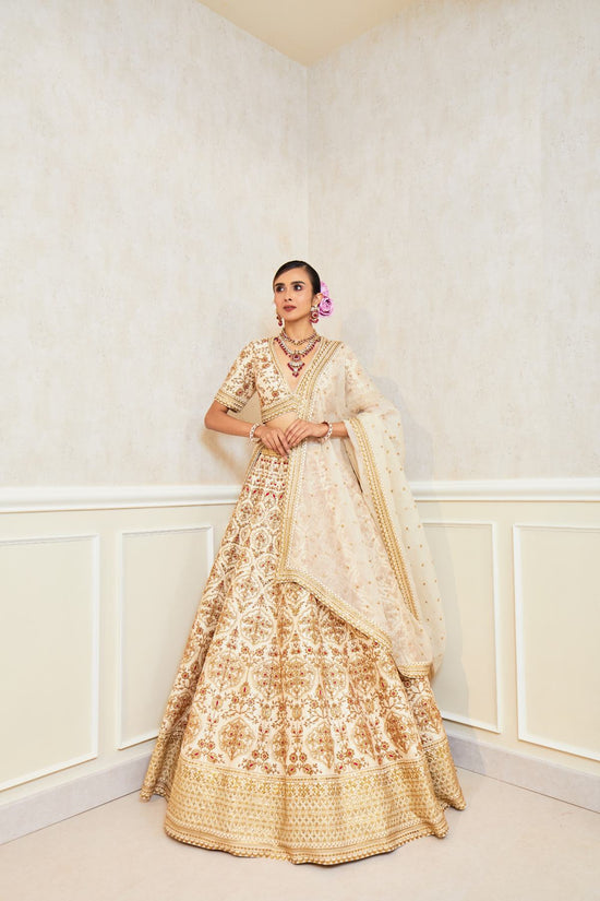Ivory Radiance Raw Silk Zardosi Bridal Lehenga Set