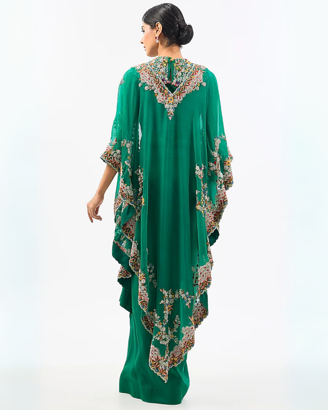 GREEN DRAPE SKIRT CAPE SET