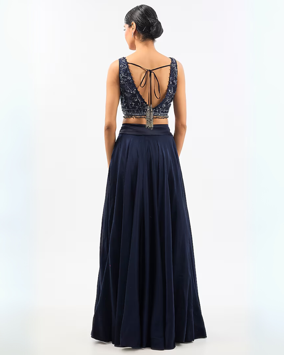 INK BLUE EMBROIDED SKIRT DUPATTA SET