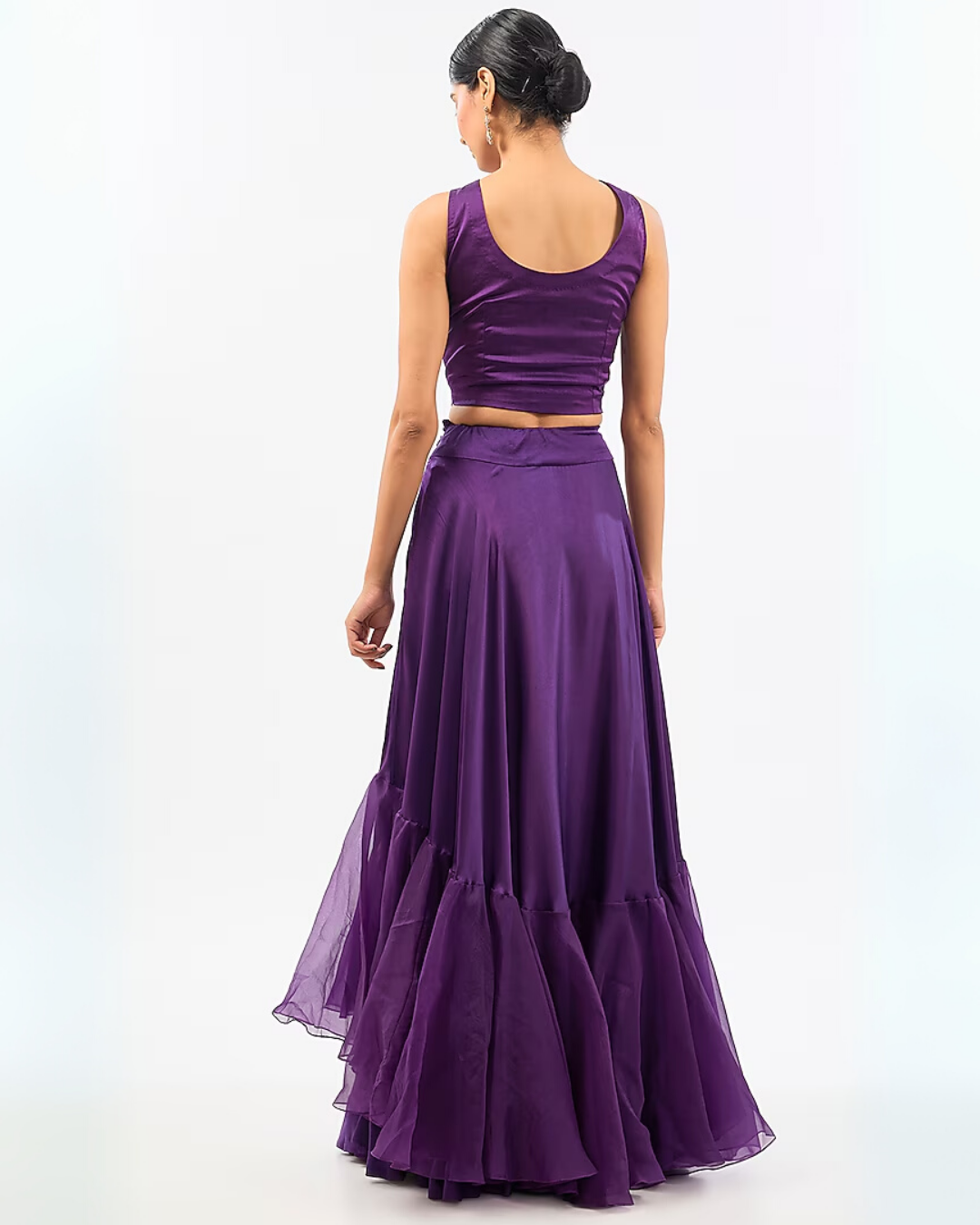 PURPLE CAPE EMBROIDED & SKIRT SET