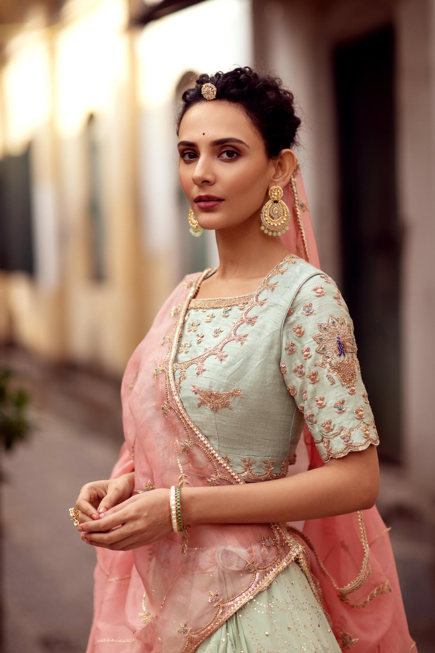 Sea Green Georgette lehenga set