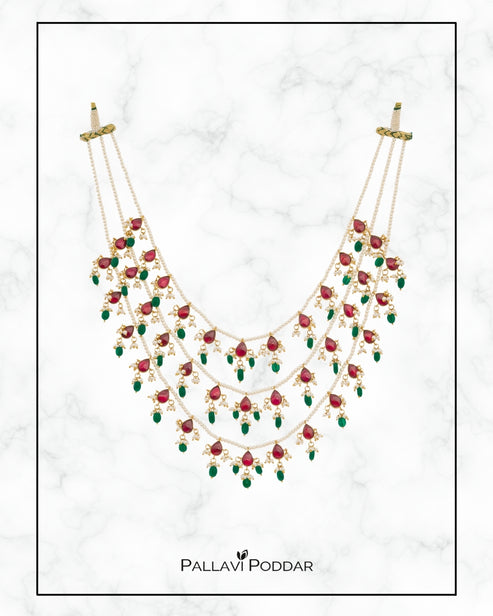 Anika Ruby-Emerald Cascade Mala