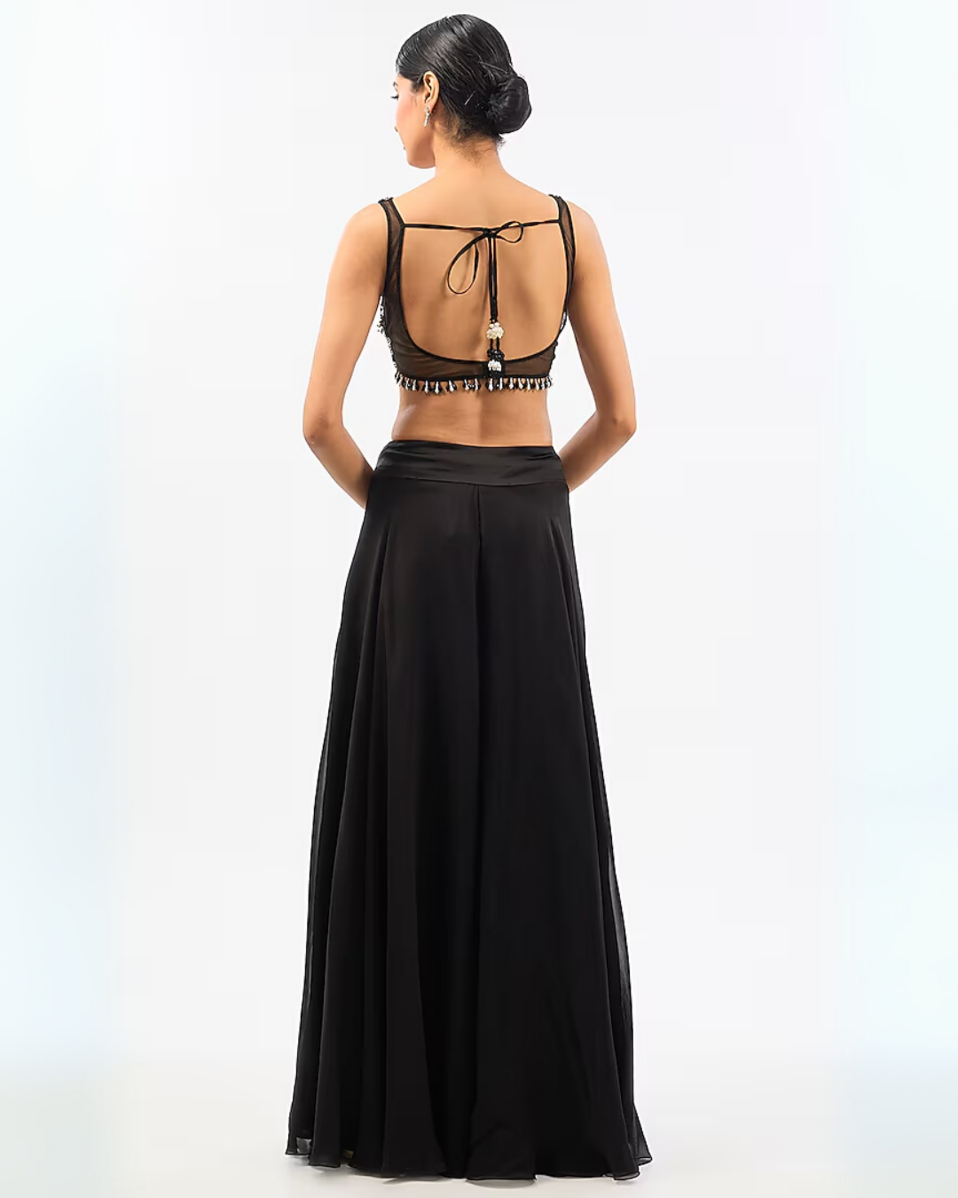 BLACK SHORT EMBROIDED JACKET SHARARA SET