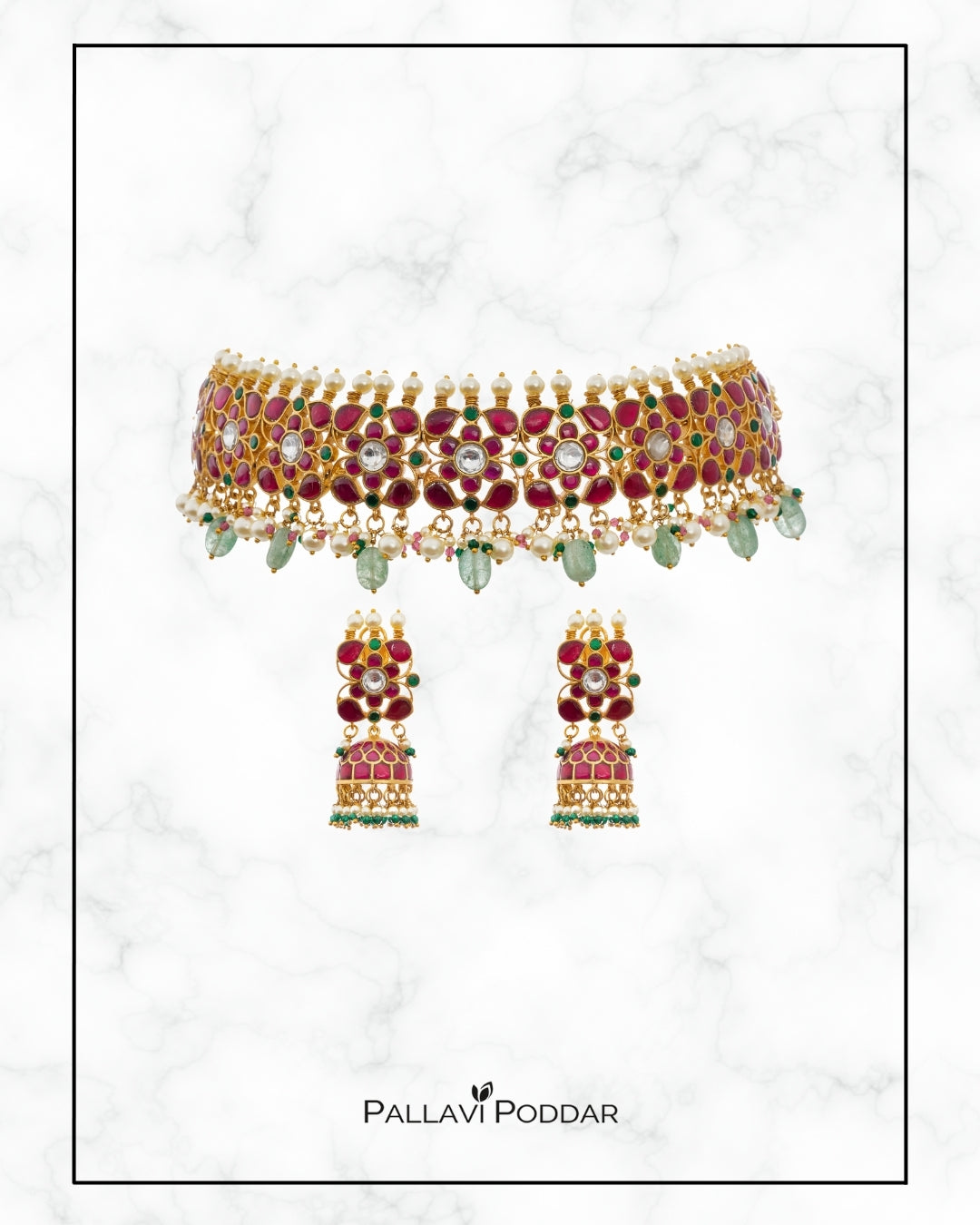 Ranjana Ruby Bloom Choker Set