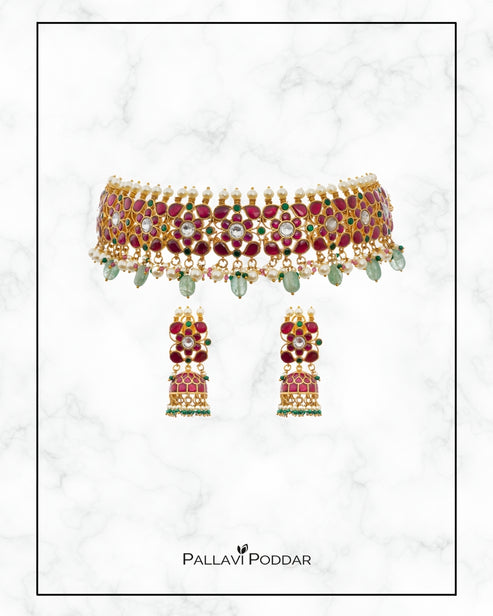 Ranjana Ruby Bloom Choker Set