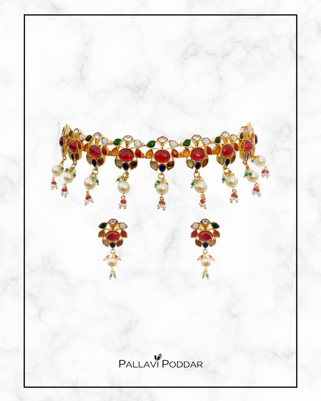 Indu Navratna Bloom Choker Set