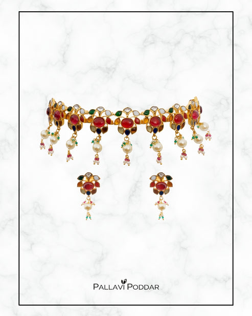 Indu Navratna Bloom Choker Set