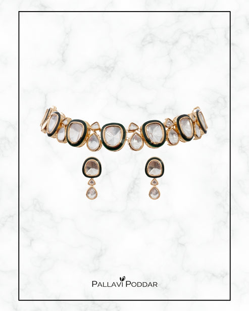 Kavya Polki Contrast Choker Set