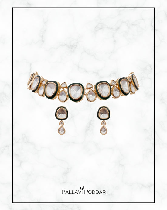 Kavya Polki Contrast Choker Set