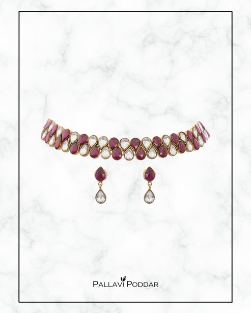 Divya Ruby Polki Choker Set