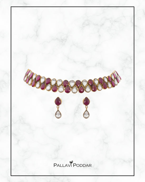 Divya Ruby Polki Choker Set