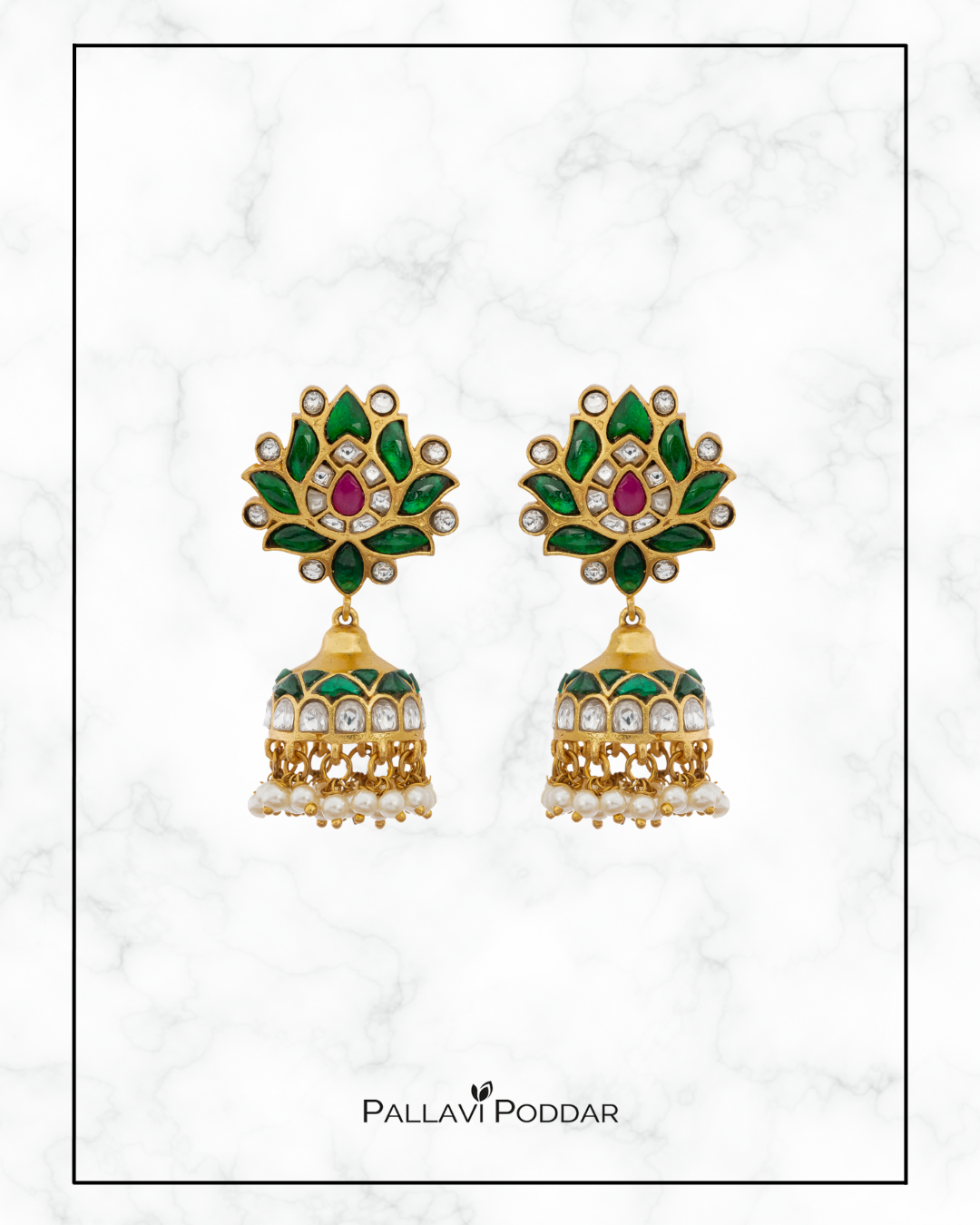 Lotus Bloom Kundan Jhumkas