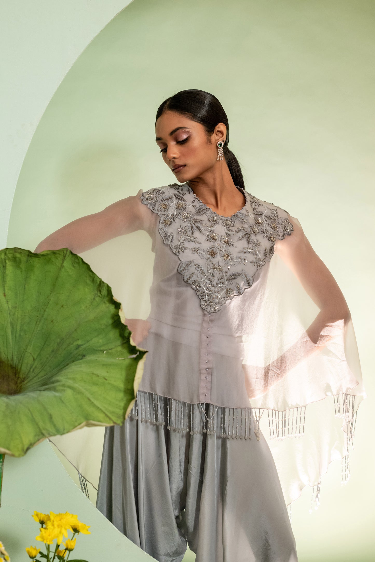 Cape Set with Dhoti Pants