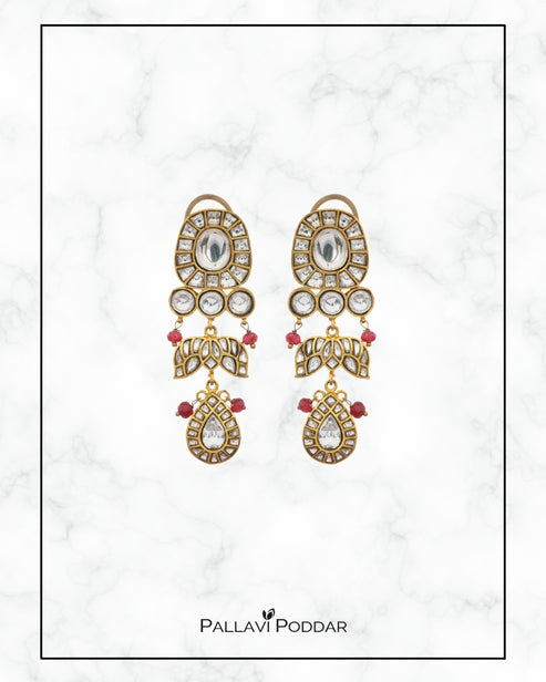 Aarohi Kundan &amp; Ruby Drop Earrings