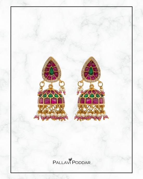 Meenakari Bliss Dome Jhumkas