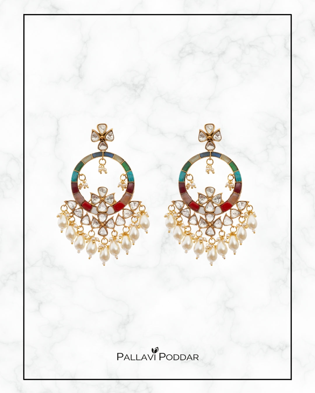 Naazira Multicolor Kundan Chandbalis