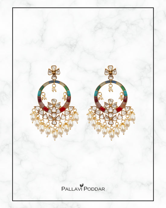 Naazira Multicolor Kundan Chandbalis